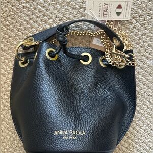 Black leather purse **NWT with long strap